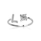 S925 silver 26 letter English zirconia open ring