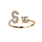 S925 silver 26 letter English zirconia open ring