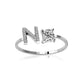 S925 silver 26 letter English zirconia open ring