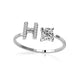 S925 silver 26 letter English zirconia open ring