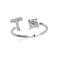 S925 silver 26 letter English zirconia open ring