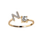 S925 silver 26 letter English zirconia open ring