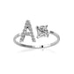 S925 silver 26 letter English zirconia open ring