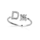 S925 silver 26 letter English zirconia open ring