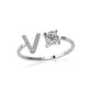 S925 silver 26 letter English zirconia open ring